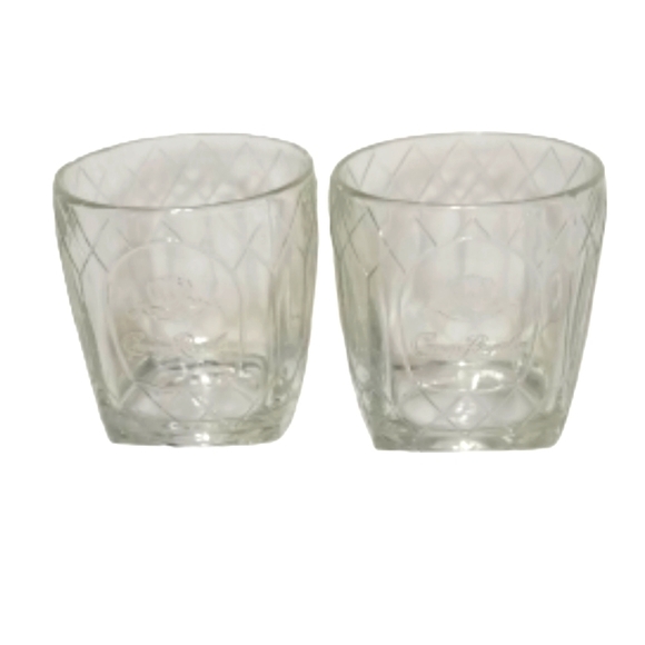 Set of 2 Crown Royal Diamond Pattern Low Ball Whiskey Glasses Bareware 10oz - Picture 1 of 13